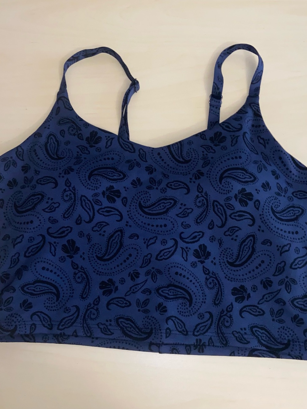 S blue and black Athleta top
